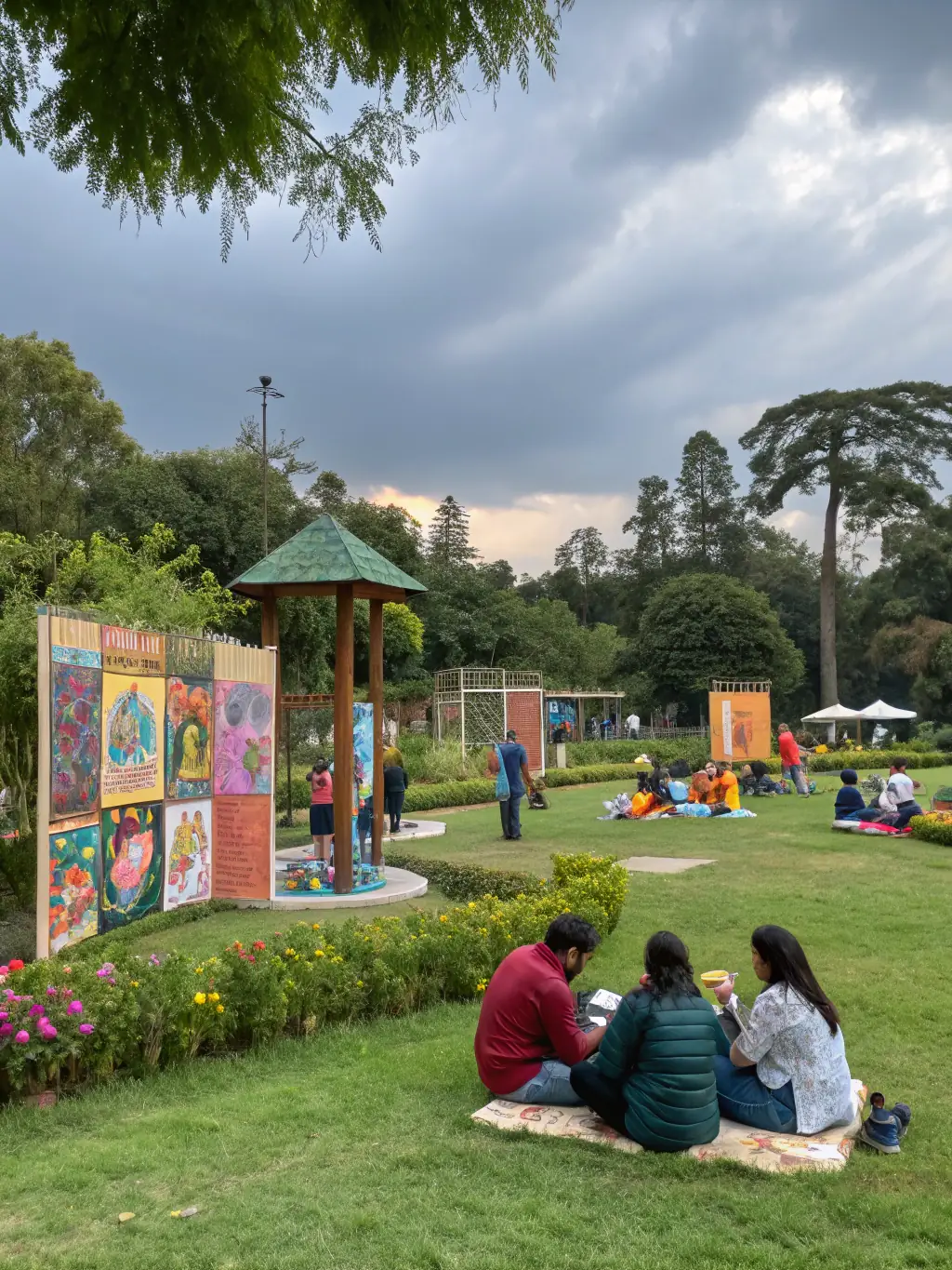 A captivating shot of a public art installation organized by Les Poupees Russes in a local community, demonstrating the organization's commitment to accessible art.